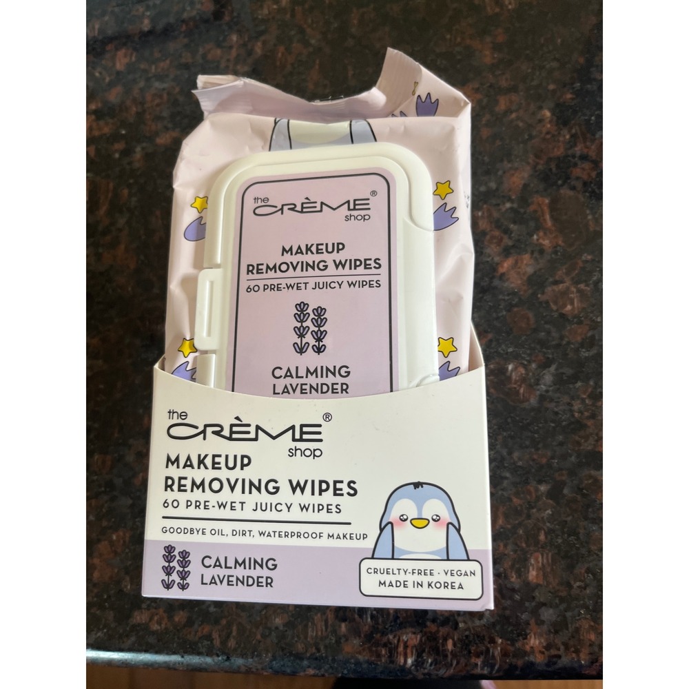 The Creme Shop‎ Calming Lavender Makeup Removing Wipes 60ct Vegan Made in Korea